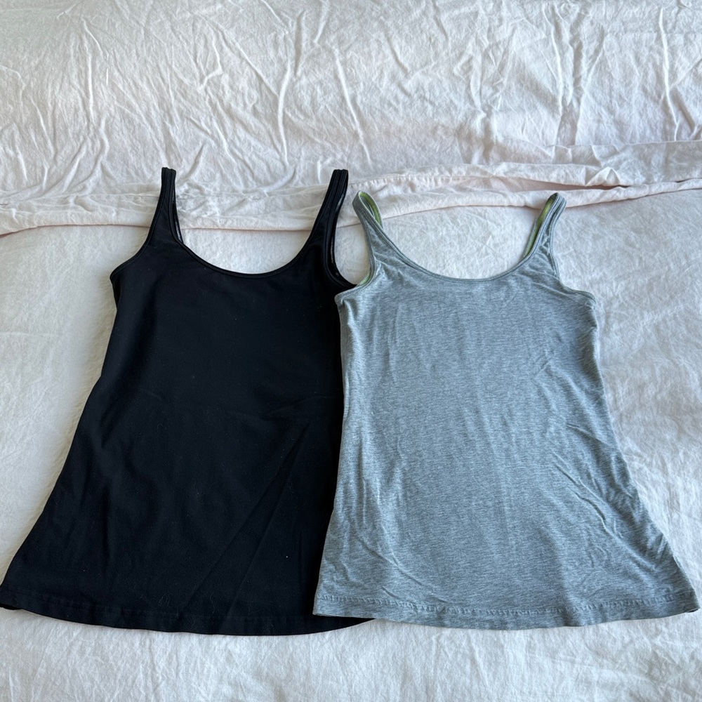 Women's Black and Gray Tank Tops